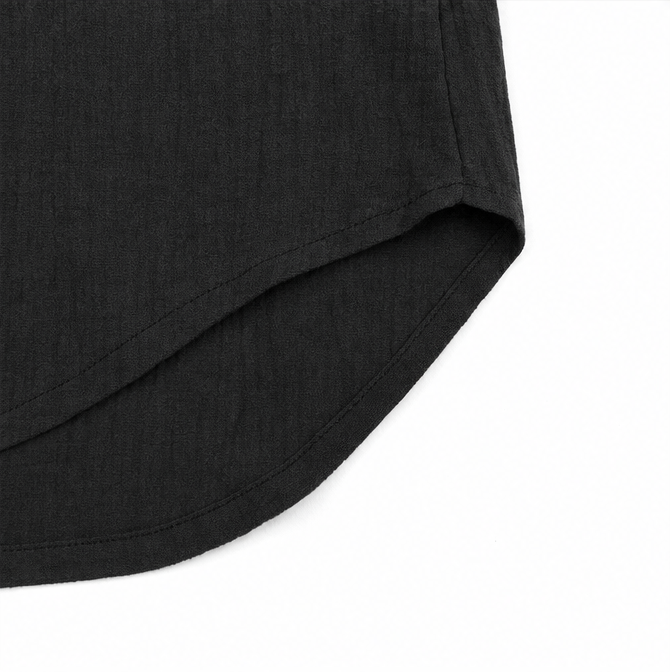 Sereva – Blouse en lin à col en V décontracté pour femmes avec manches trois-quarts et ourlet courbé