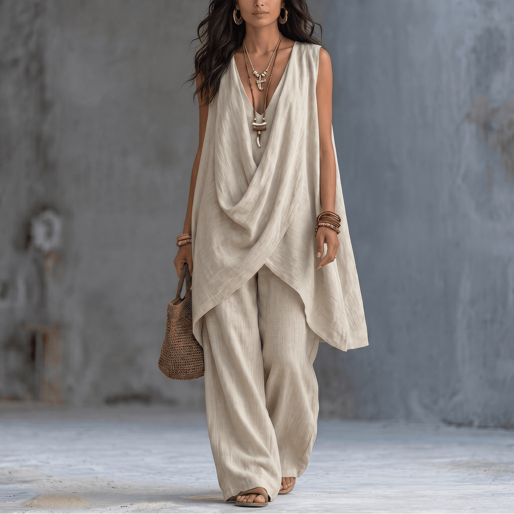 Marenza – Ensemble en lin drapé pour femmes