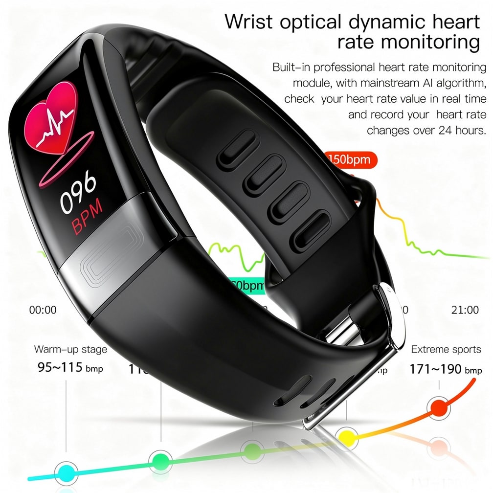 Montre connectée avec ECG, fréquence cardiaque, pression artérielle et suivi du sommeil pour femmes et hommes | Tracker de fitness | Vitaro