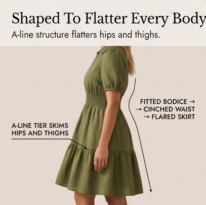 Robe Mini à Volants avec Taille Smockée Solenna