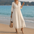 Solmera – Robe Midi avec Détails en Crochet