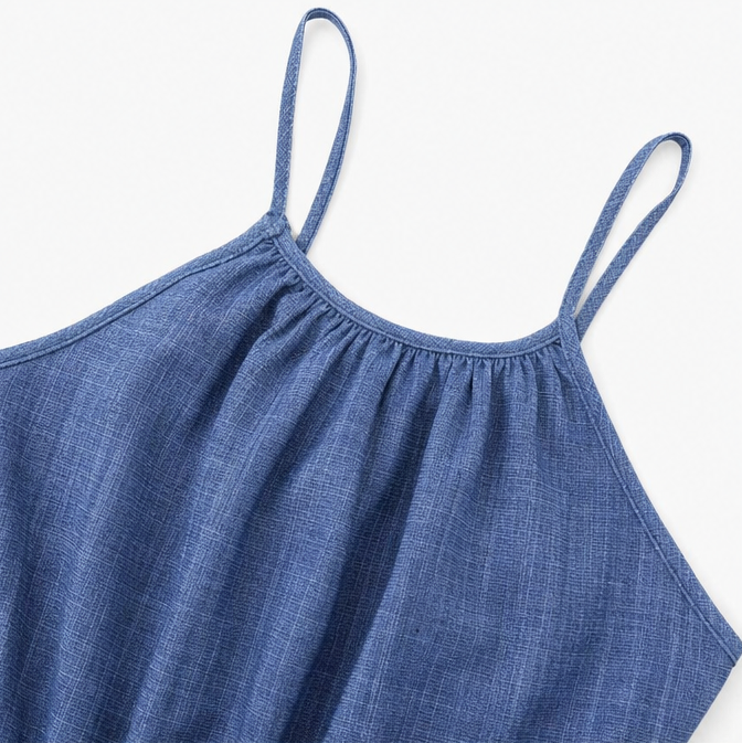 Soraya – Combinaison à bretelles larges avec cordon de serrage, Look Denim d'été