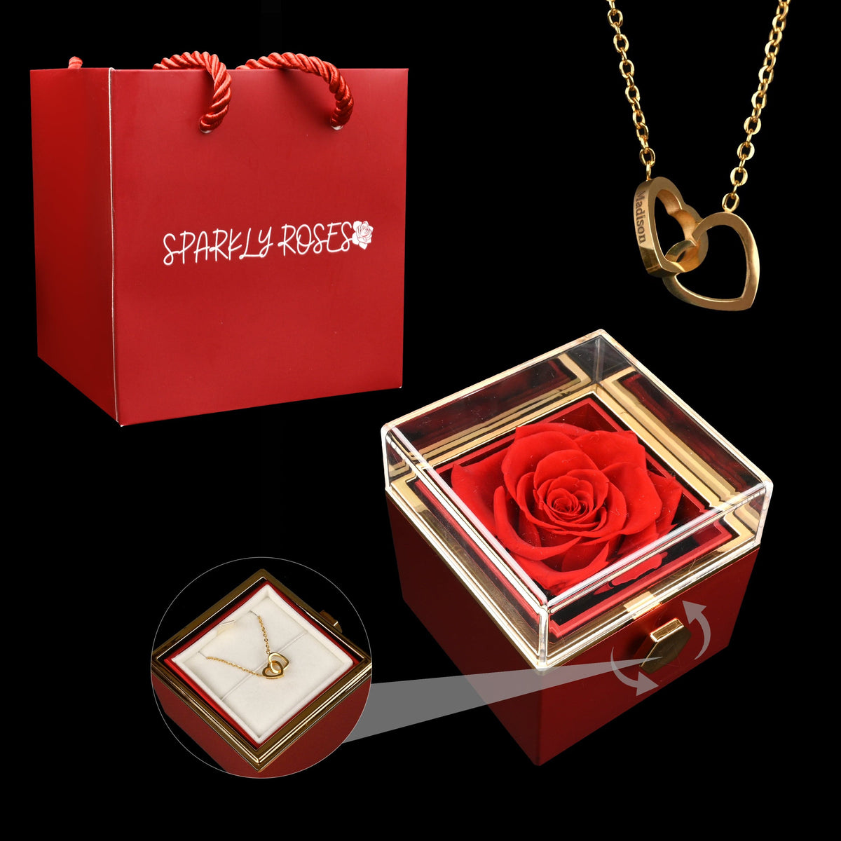 HeartBond | Collier avec Boîte de Rose Éternelle