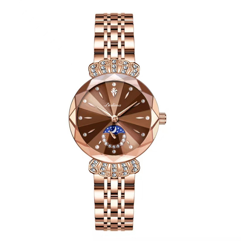 Montre Lune en Diamants LuxeLuna pour Femmes | Design élégant avec des accents de diamants scintillants