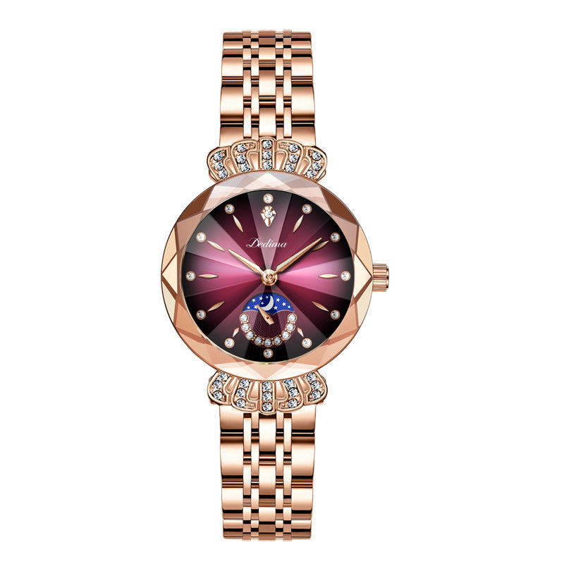 Montre Lune en Diamants LuxeLuna pour Femmes | Design élégant avec des accents de diamants scintillants