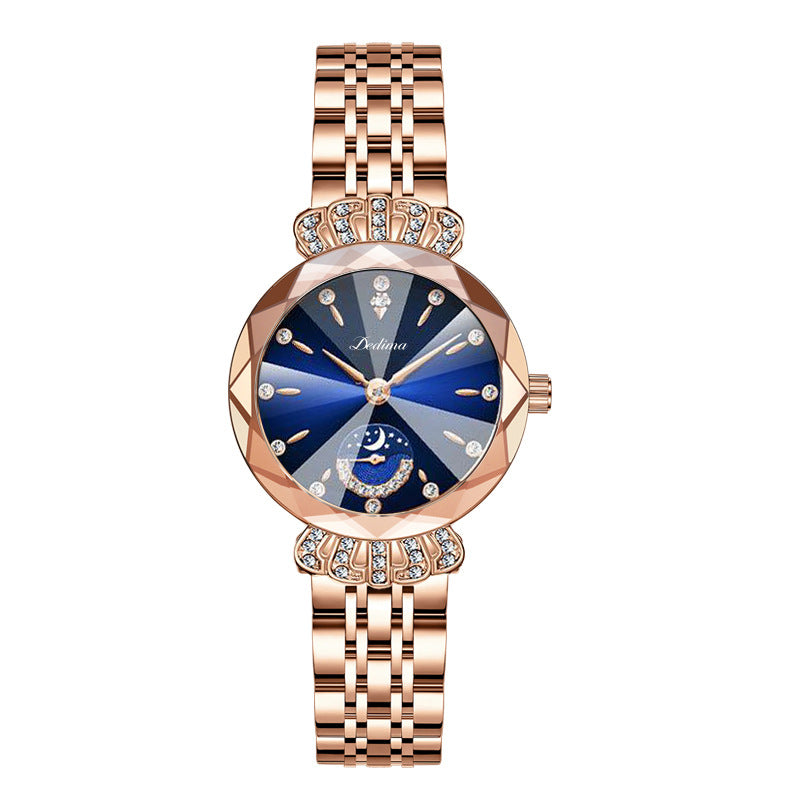 Montre Lune en Diamants LuxeLuna pour Femmes | Design élégant avec des accents de diamants scintillants