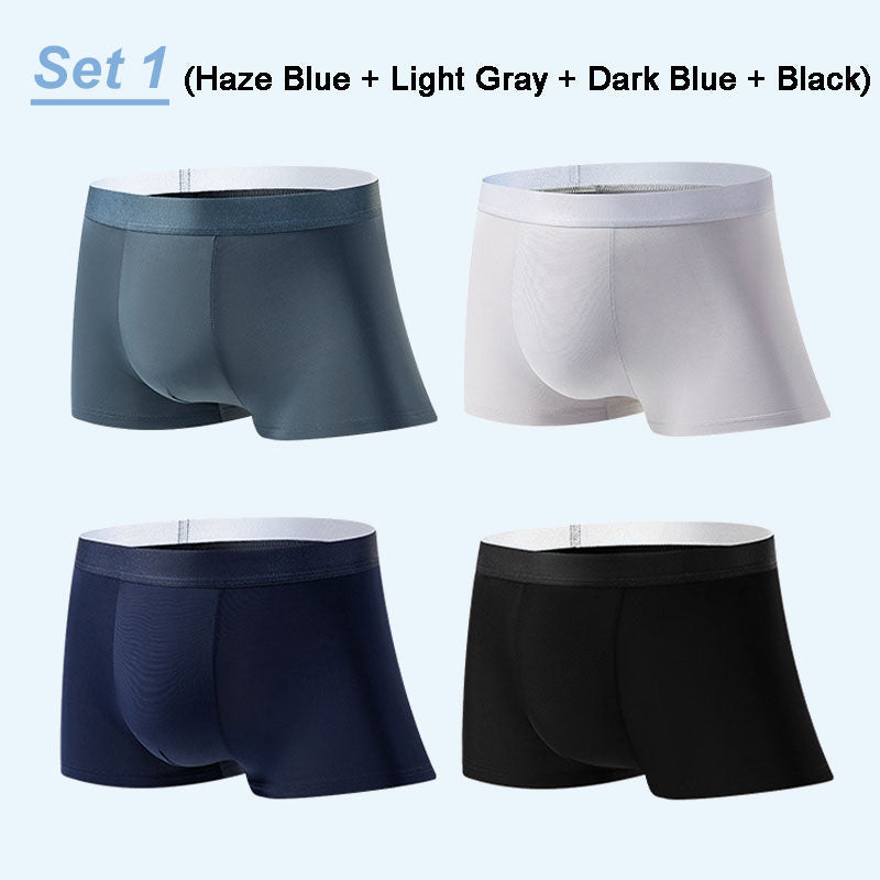 4 Pièces Boxers Antibactériens en Satin Glacé pour Hommes