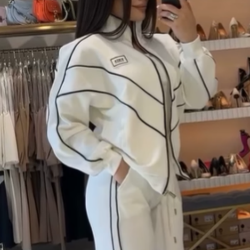Gisselle | Ensemble top à col roulé rayé et pantalon large