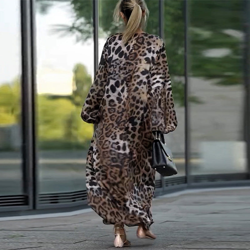 Cloe | Robe décontractée à manches longues avec un imprimé léopard stylé