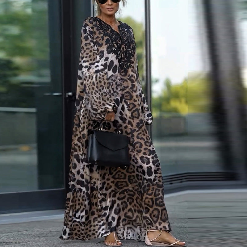 Cloe | Robe décontractée à manches longues avec un imprimé léopard stylé