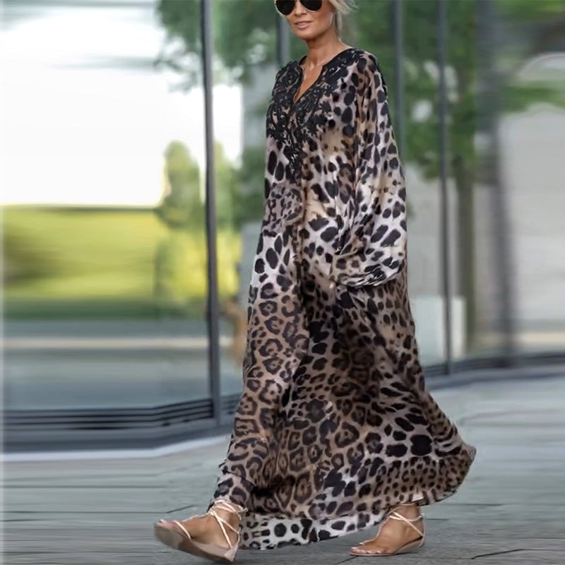 Cloe | Robe décontractée à manches longues avec un imprimé léopard stylé