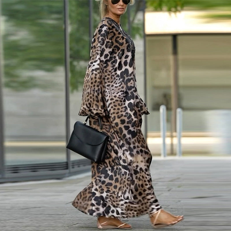 Cloe | Robe décontractée à manches longues avec un imprimé léopard stylé