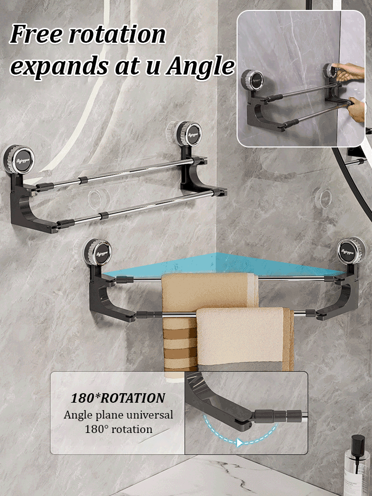 AquaElegance Porte-serviettes Double à Ventouse | Rangement de serviettes élégant sans effort avec technologie de ventouse sécurisée pour une salle de bain bien rangée