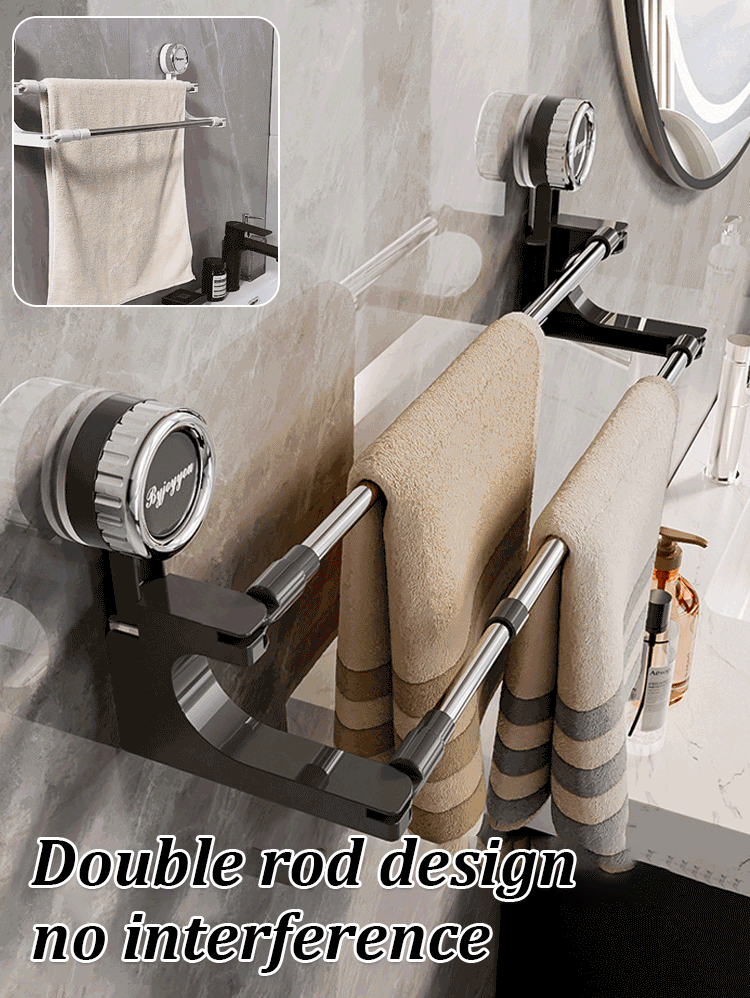 AquaElegance Porte-serviettes Double à Ventouse | Rangement de serviettes élégant sans effort avec technologie de ventouse sécurisée pour une salle de bain bien rangée