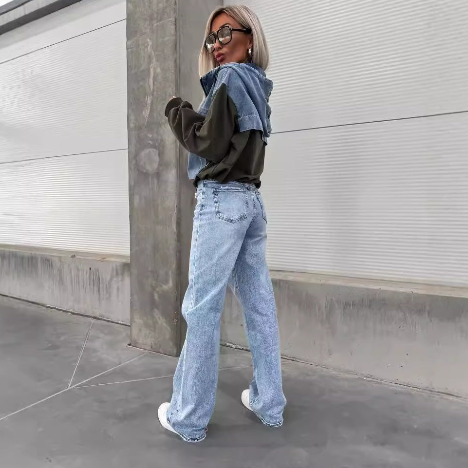 Candlie | Veste en jean chic pour femmes avec capuche et cordons pratiques