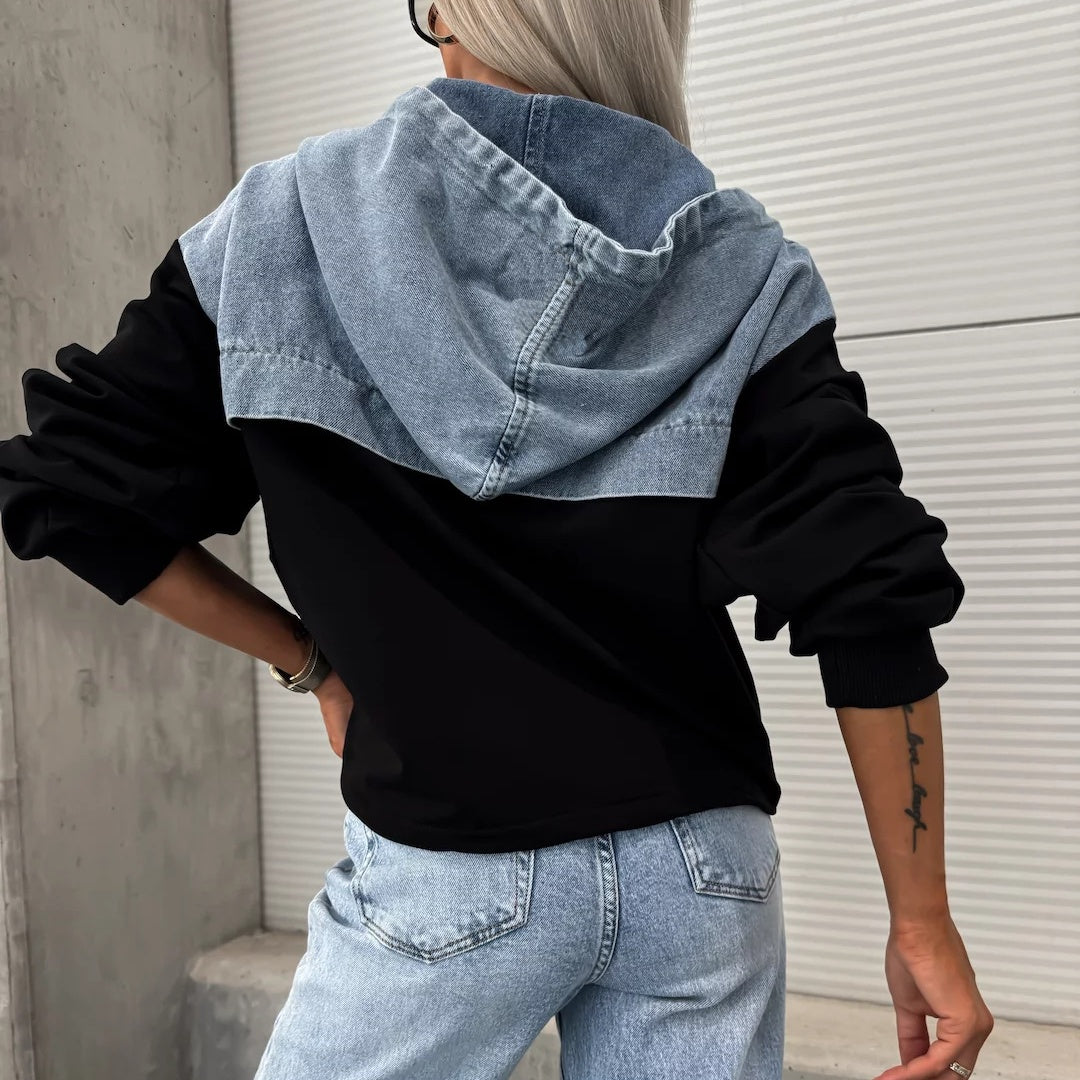 Candlie | Veste en jean chic pour femmes avec capuche et cordons pratiques