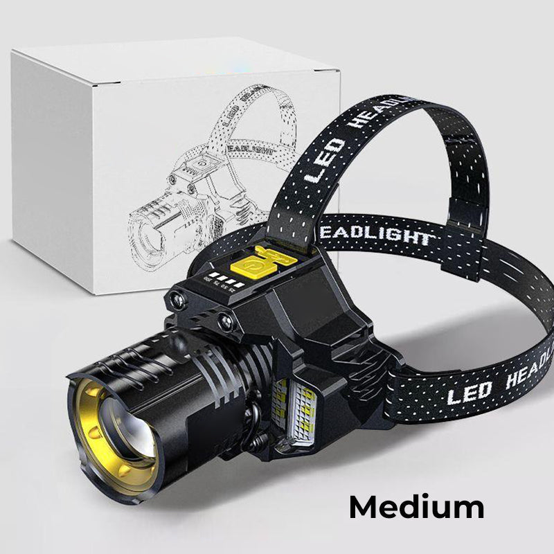 LuxeLight Lampe Frontale Rechargeable Étanche | Éclairage parfait pour les aventures en plein air et l'utilisation mains libres