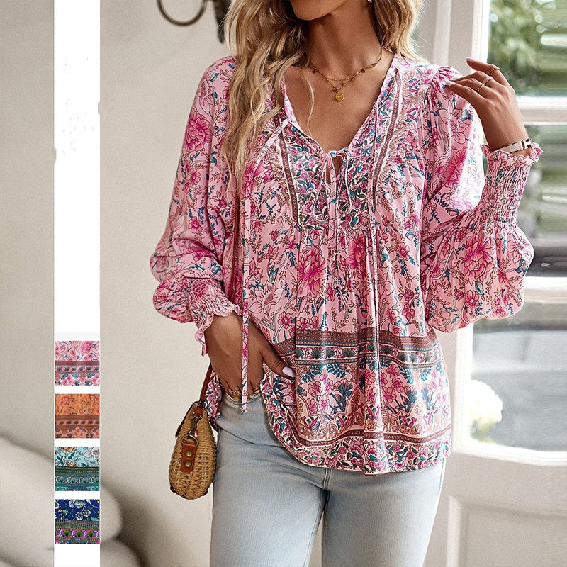 Betha | T-shirt à manches longues imprimé avec décolleté en V