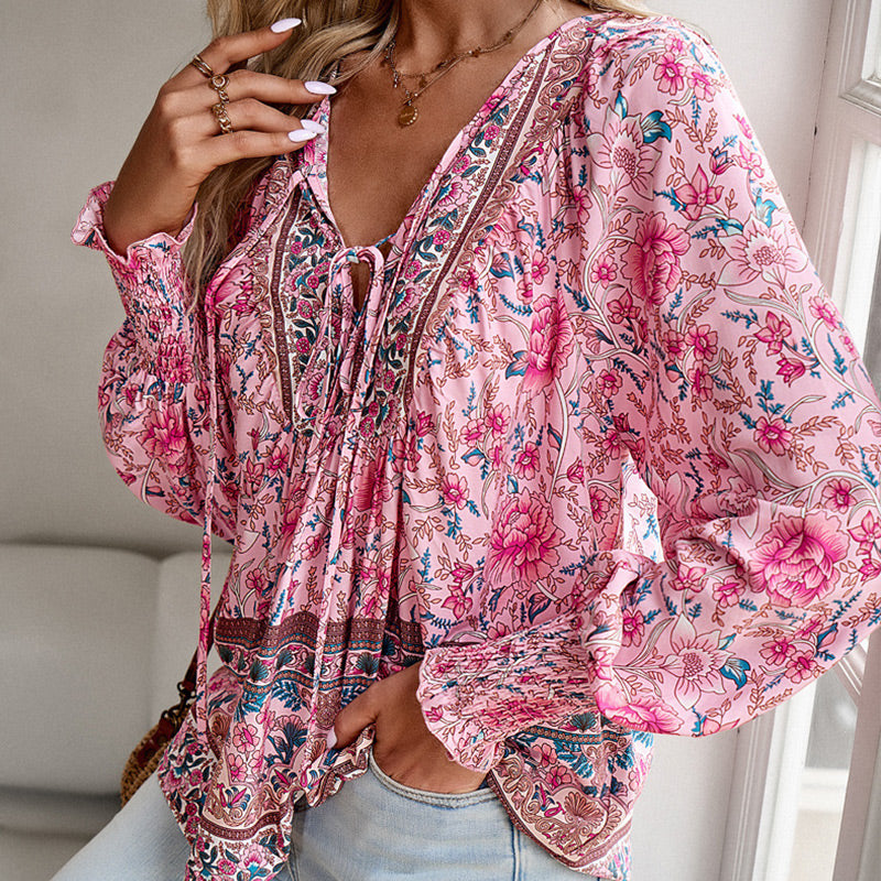 Betha | T-shirt à manches longues imprimé avec décolleté en V