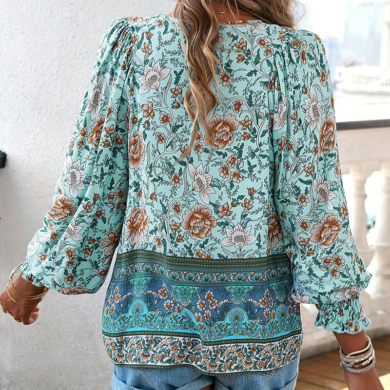 Betha | T-shirt à manches longues imprimé avec décolleté en V
