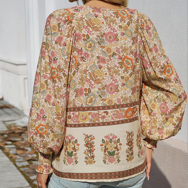 Betha | T-shirt à manches longues imprimé avec décolleté en V