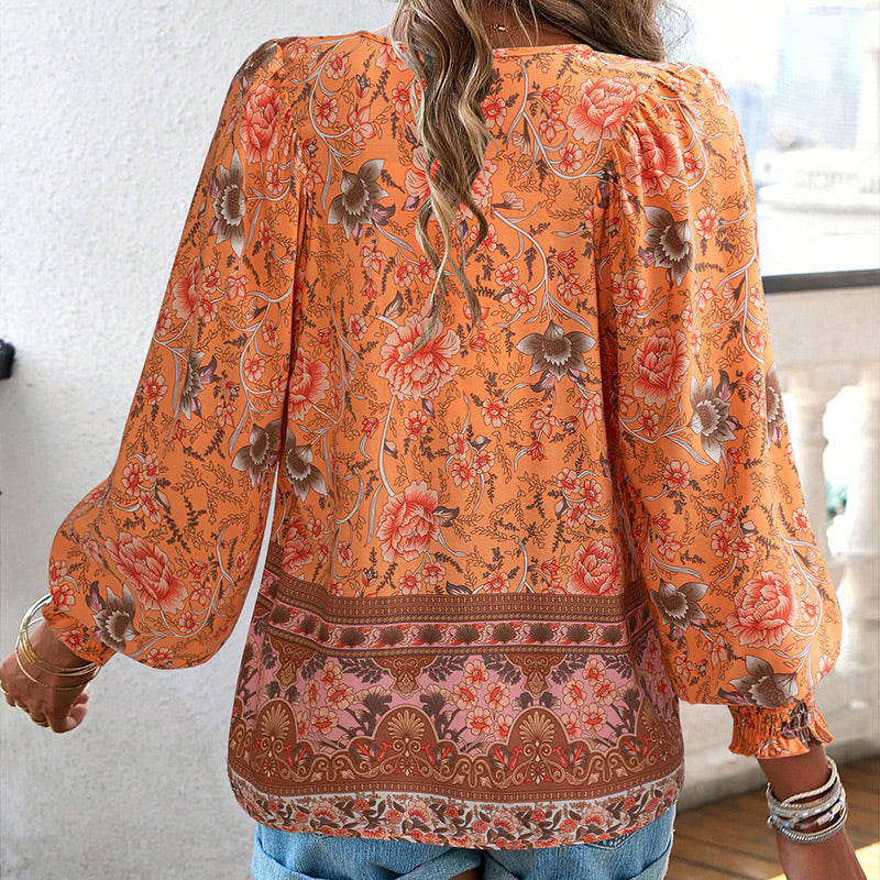 Betha | T-shirt à manches longues imprimé avec décolleté en V