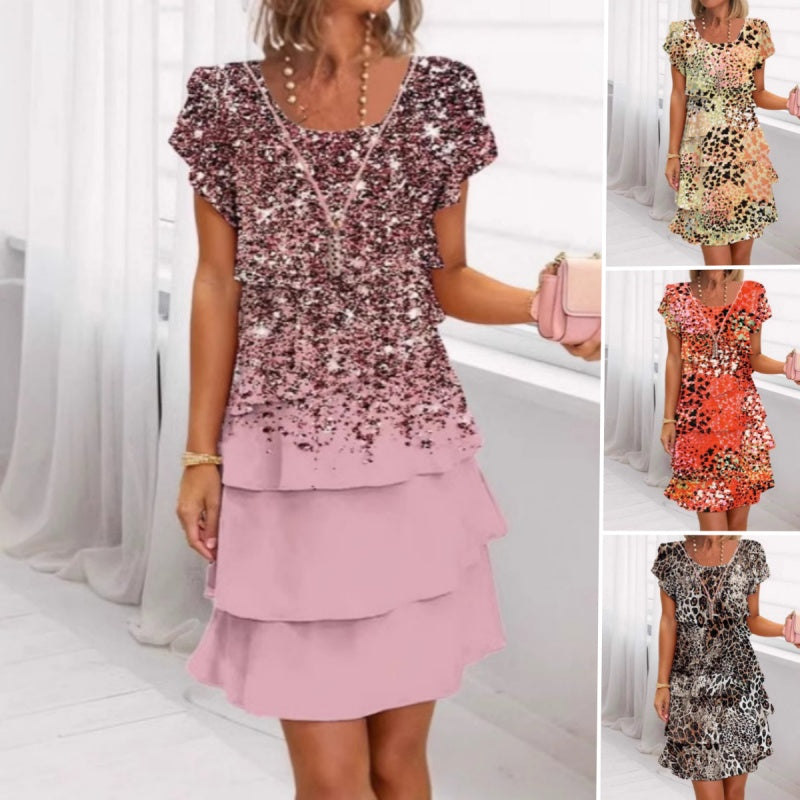 Mitsy | Robe à paillettes colorée avec imprimé léopard pour des apparitions glamour