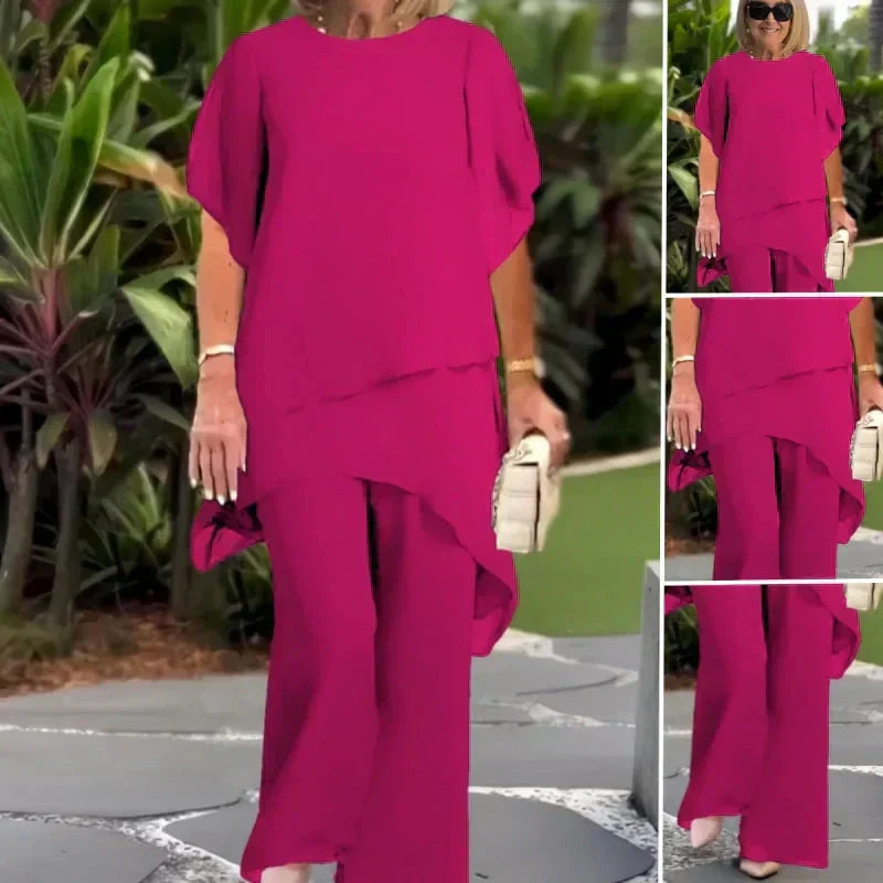 Costume avec pantalon palazzo drapé