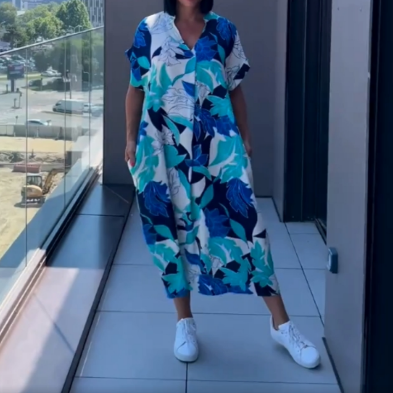Bern | Robe pour femme élégante imprimée avec décolleté en V