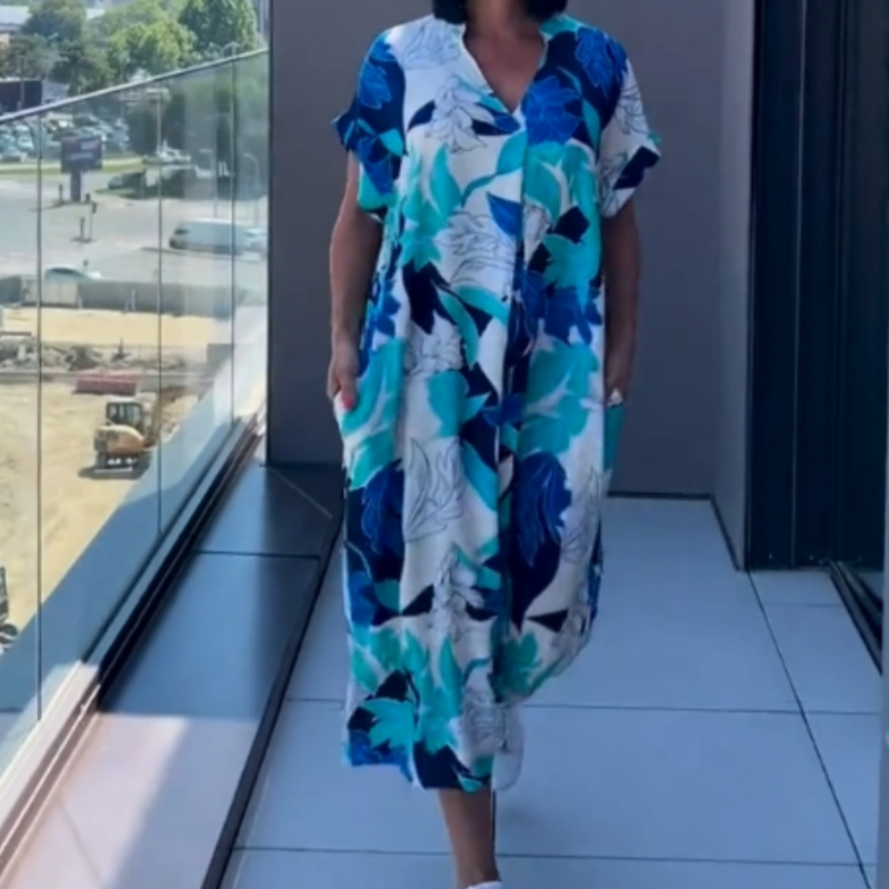Bern | Robe pour femme élégante imprimée avec décolleté en V