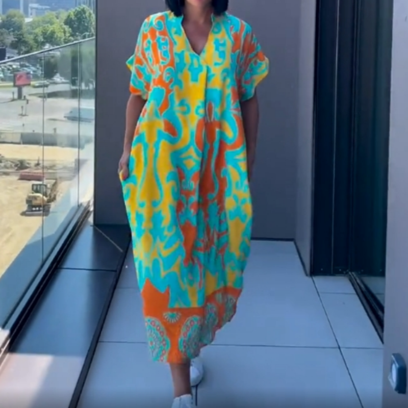 Bern | Robe pour femme élégante imprimée avec décolleté en V