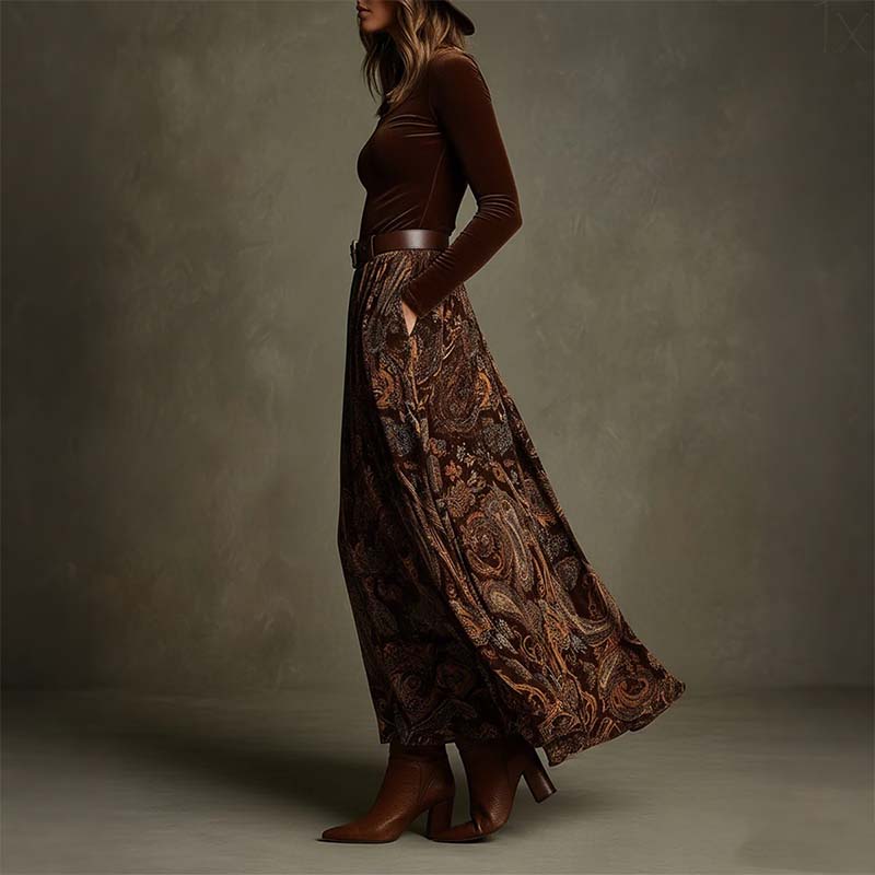 Rafela | Ensemble de robe maxi deux pièces avec imprimé et ceinture
