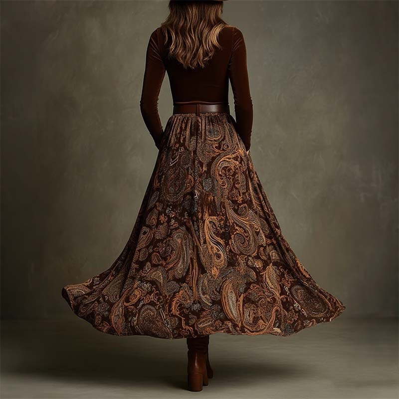 Rafela | Ensemble de robe maxi deux pièces avec imprimé et ceinture