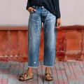 Jeans rétro courts droits pour femmes