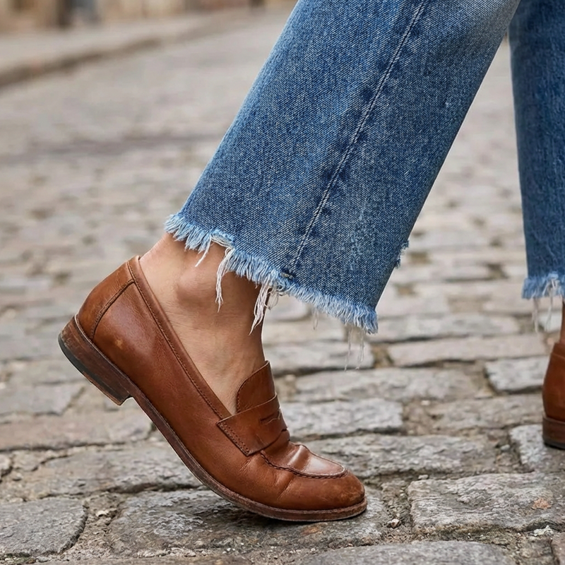 Jeans rétro courts droits pour femmes