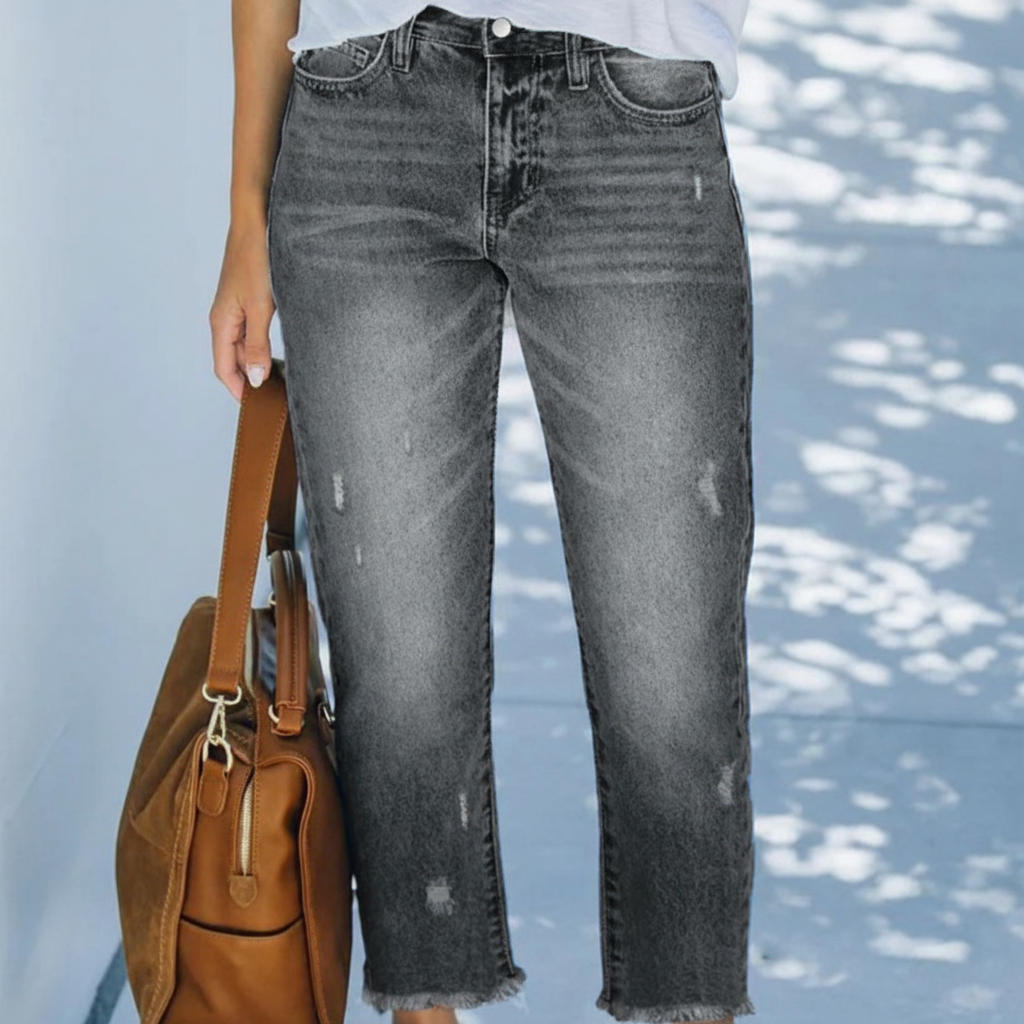 Jeans rétro courts droits pour femmes
