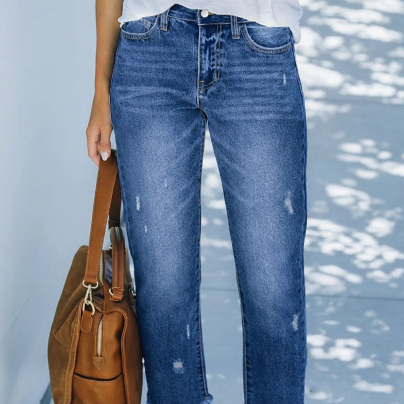 Jeans rétro courts droits pour femmes