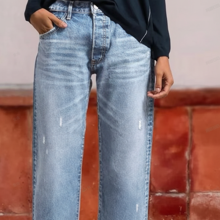Jeans rétro courts droits pour femmes
