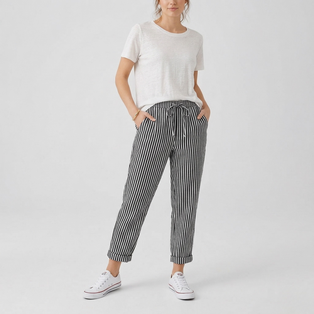 Pantalon Femme Lin Confort Coupe Ample Style Décontracté
