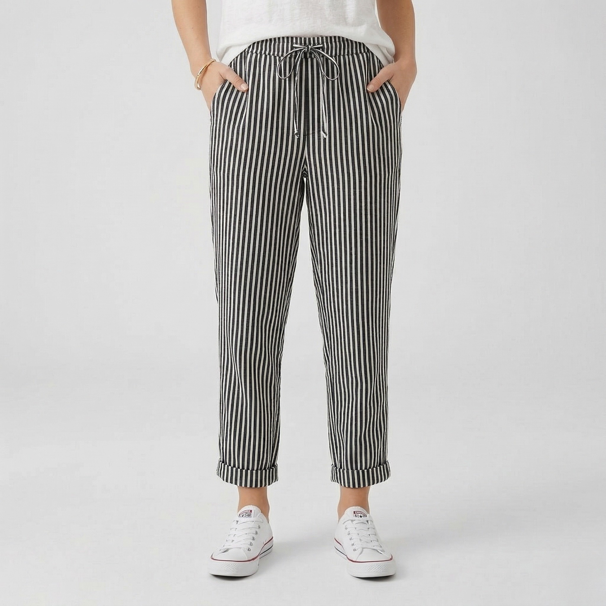 Pantalon Femme Lin Confort Coupe Ample Style Décontracté