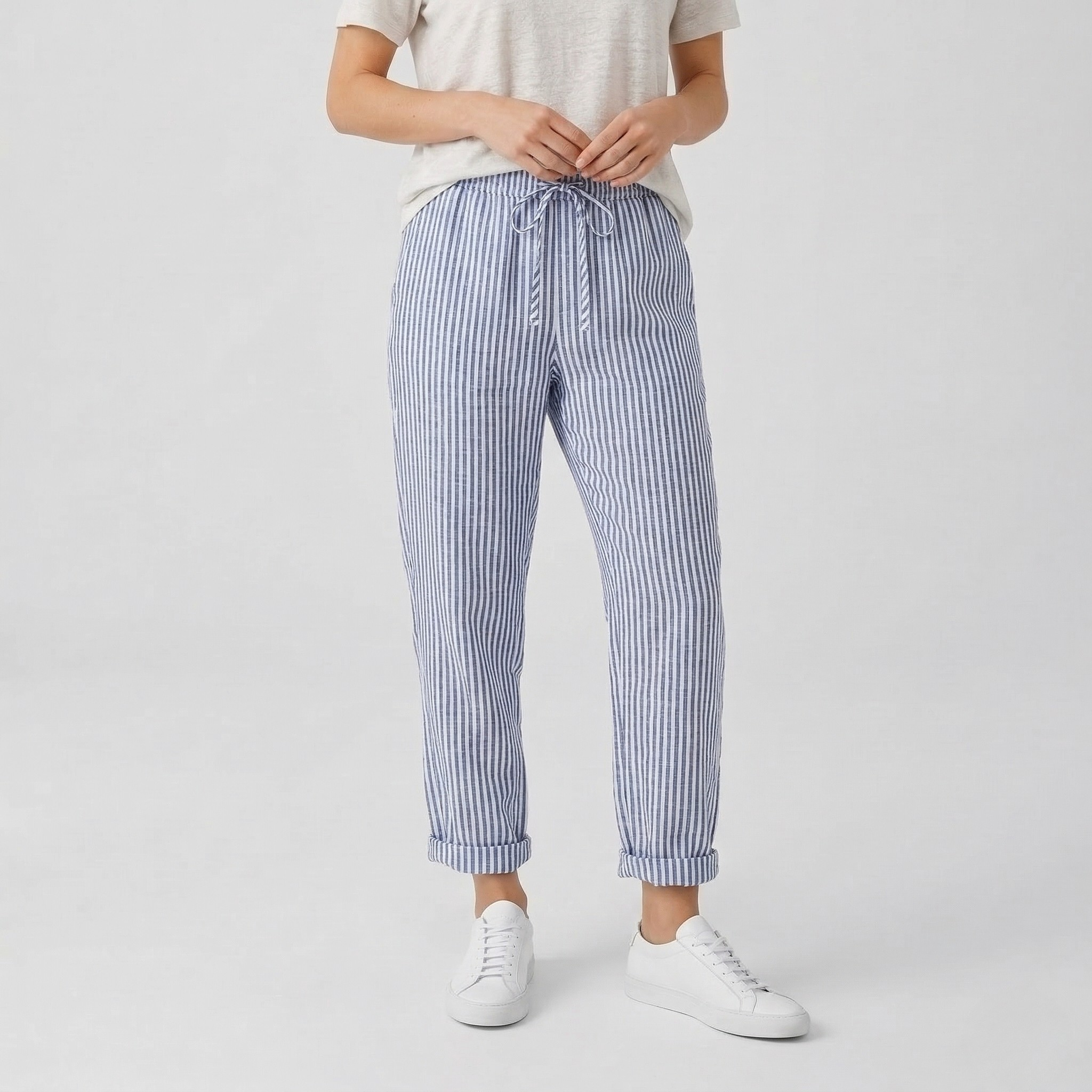 Pantalon Femme Lin Confort Coupe Ample Style Décontracté