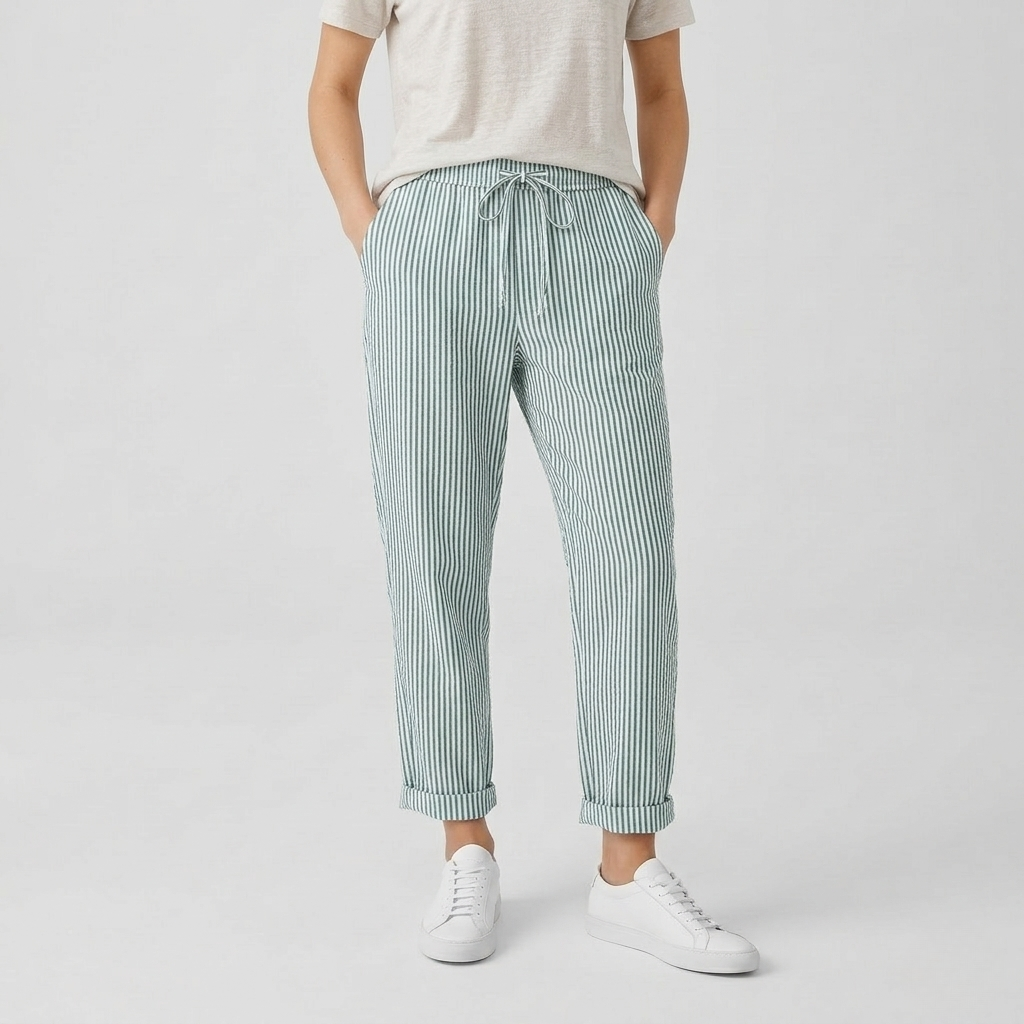 Pantalon Femme Lin Confort Coupe Ample Style Décontracté