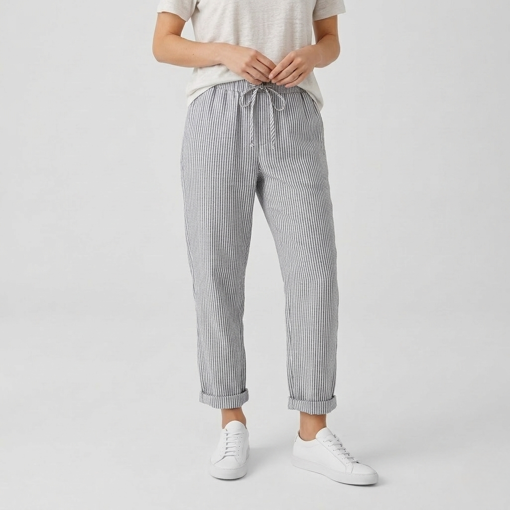 Pantalon Femme Lin Confort Coupe Ample Style Décontracté