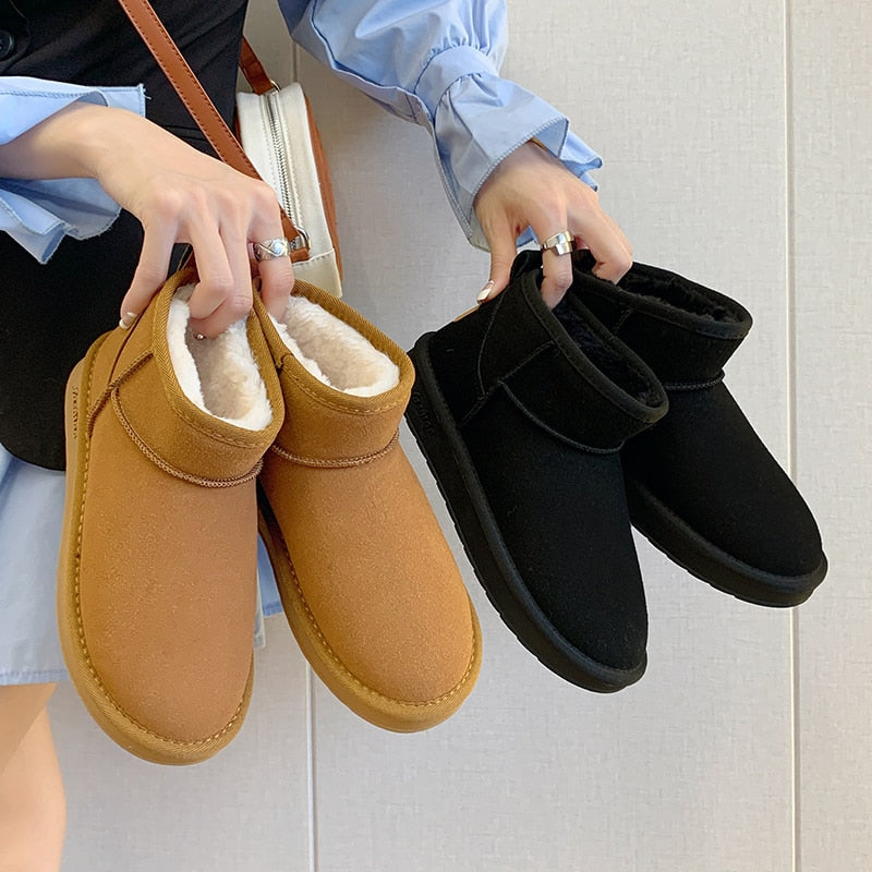 Bottes d'Hiver Élégantes avec Fourrure pour Femmes