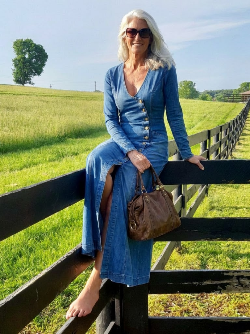 Sienna | Robe Maxi en Jean à Boutons