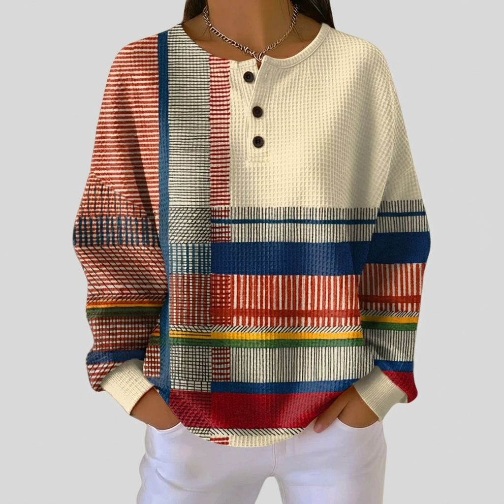 Pull Femme à Motif Moderne Haut Décontracté Élégant Manches Longues