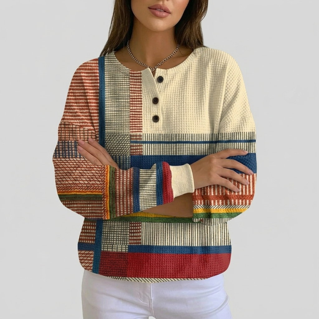 Pull Femme à Motif Moderne Haut Décontracté Élégant Manches Longues