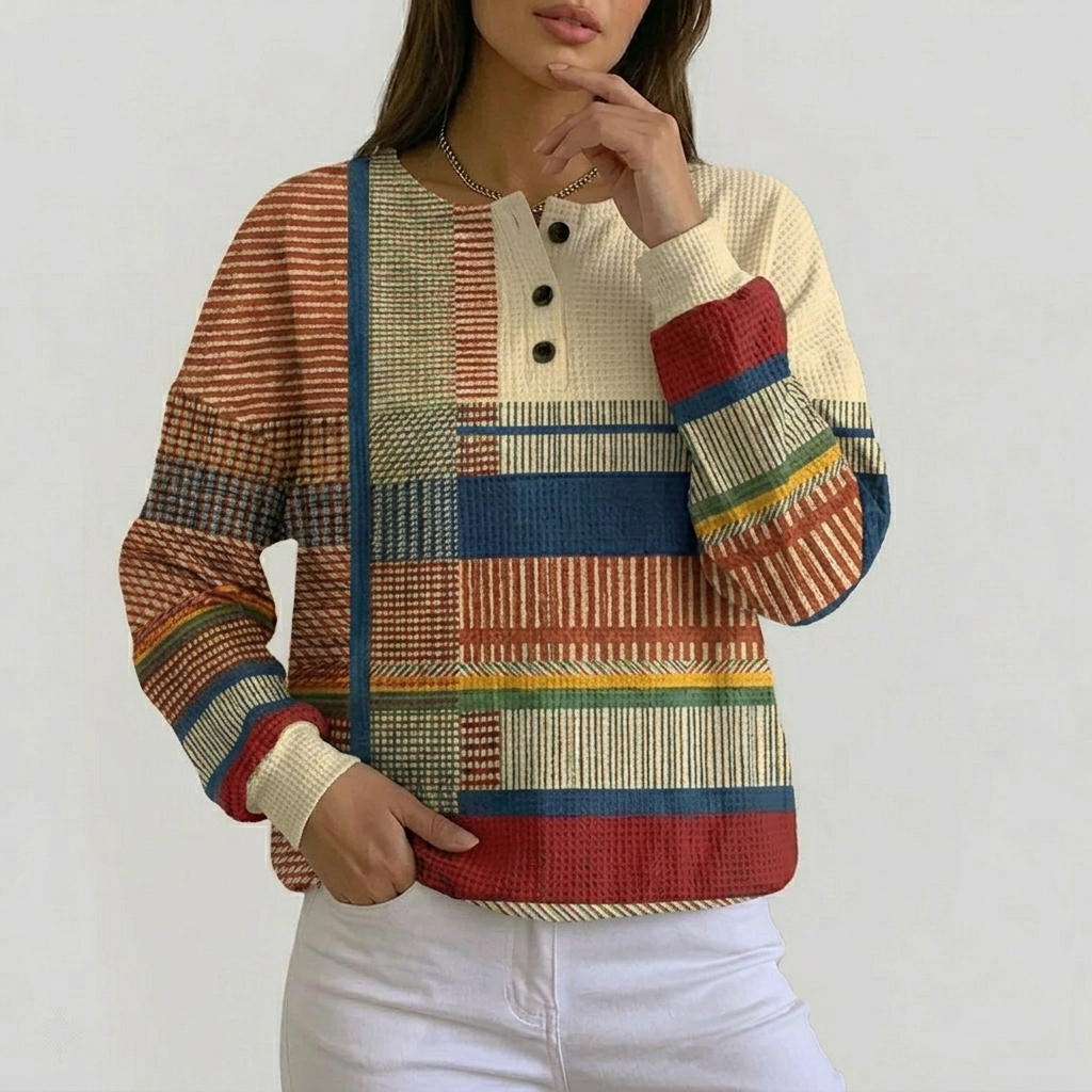 Pull Femme à Motif Moderne Haut Décontracté Élégant Manches Longues
