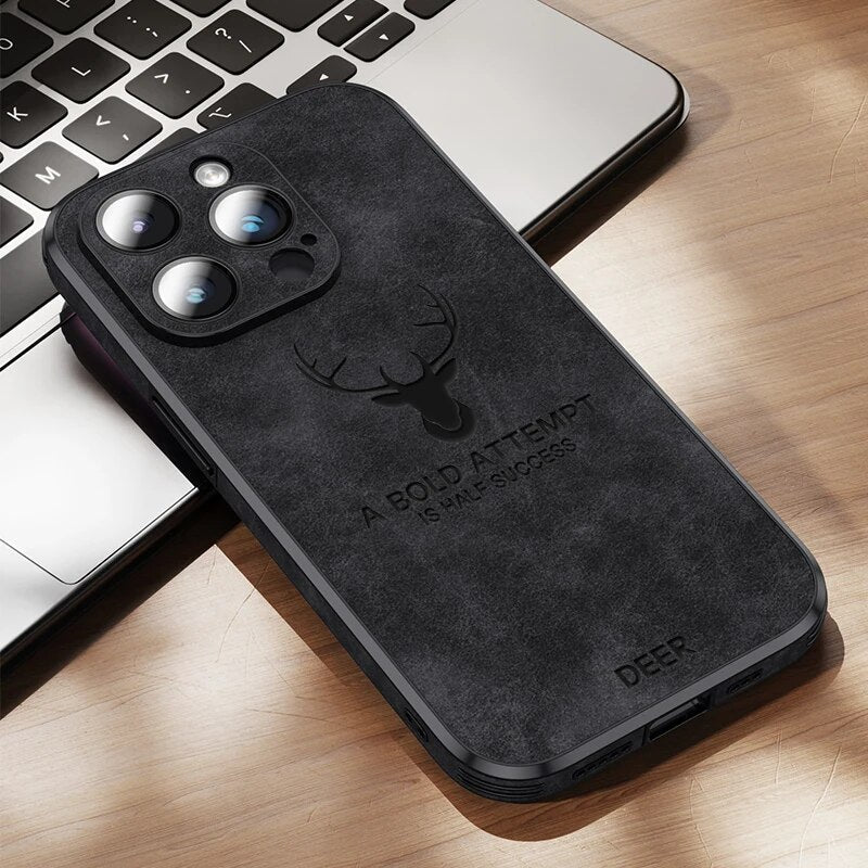 Deer - Étui en Cuir Luxe pour iPhone avec Design Élégant et Protection Antichoc