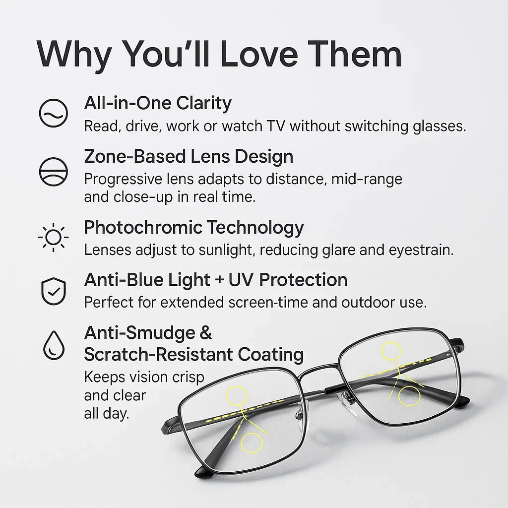 Lunettes Multifocales Progressives Intelligentes Unisexes Allemandes